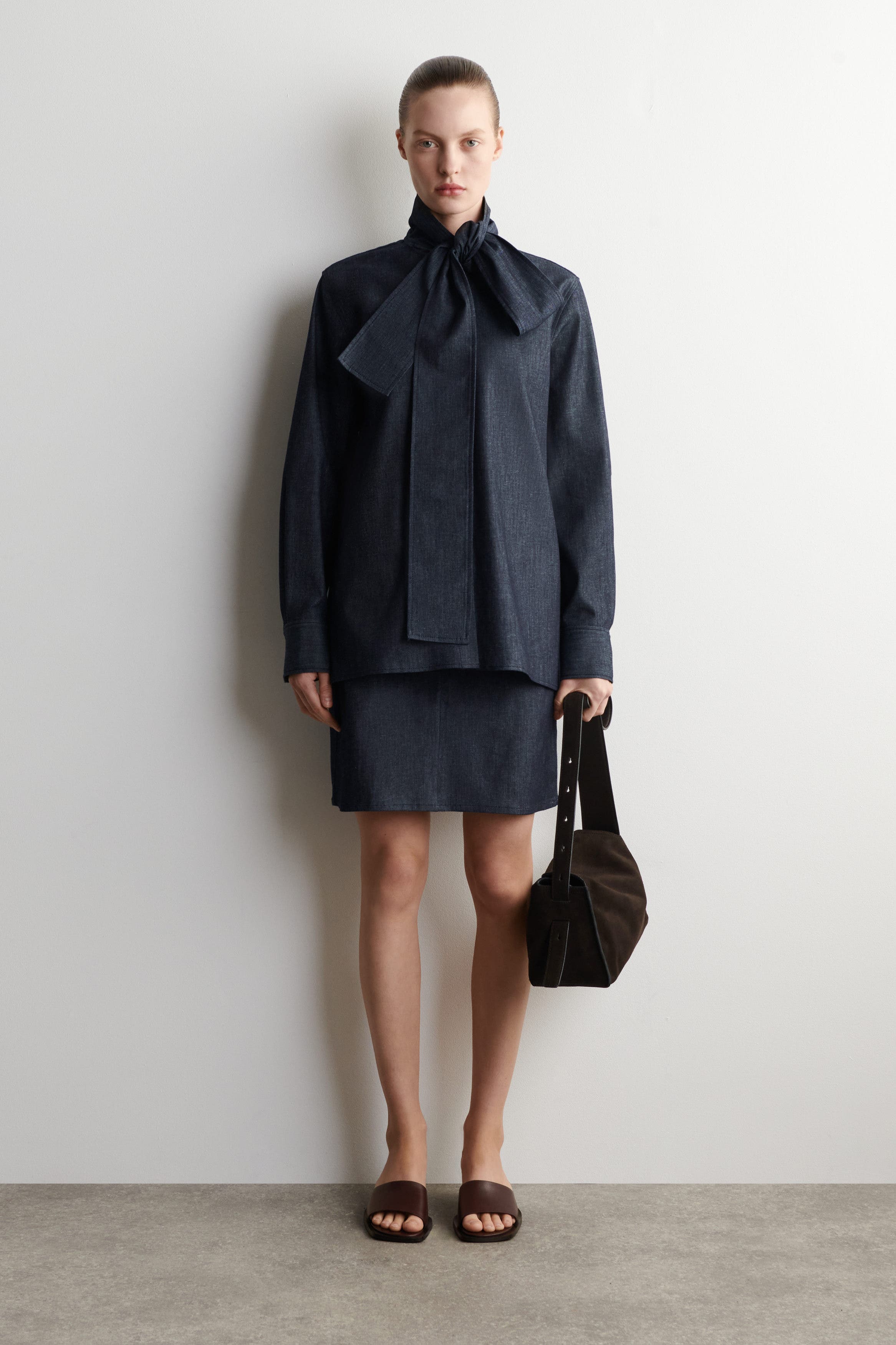 Bow-Detail Denim Shirt - image 2