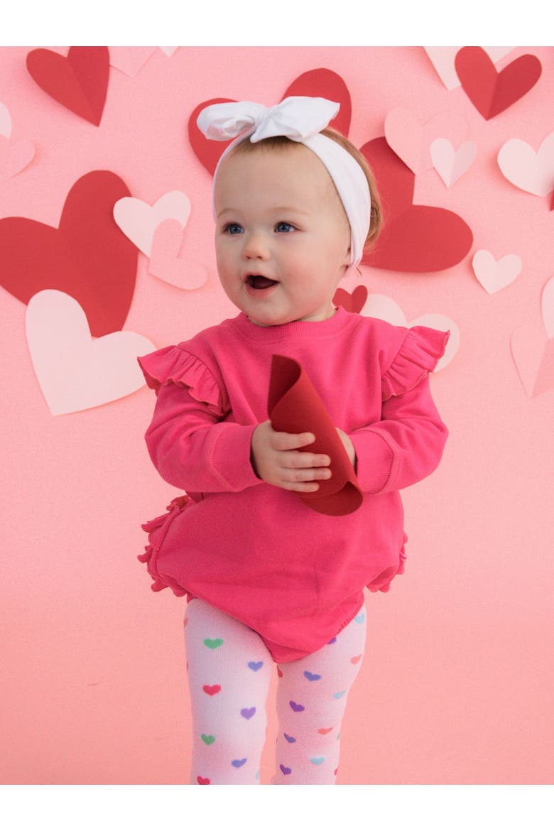 Baby Girls Sweatshirt Bubble Romper, Alternate, color, Hot Pink