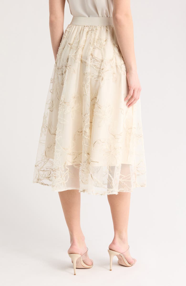 Adrianna Papell Chiffon Overlay Midi Skirt, Alternate, color, Ivory Embossed Floral