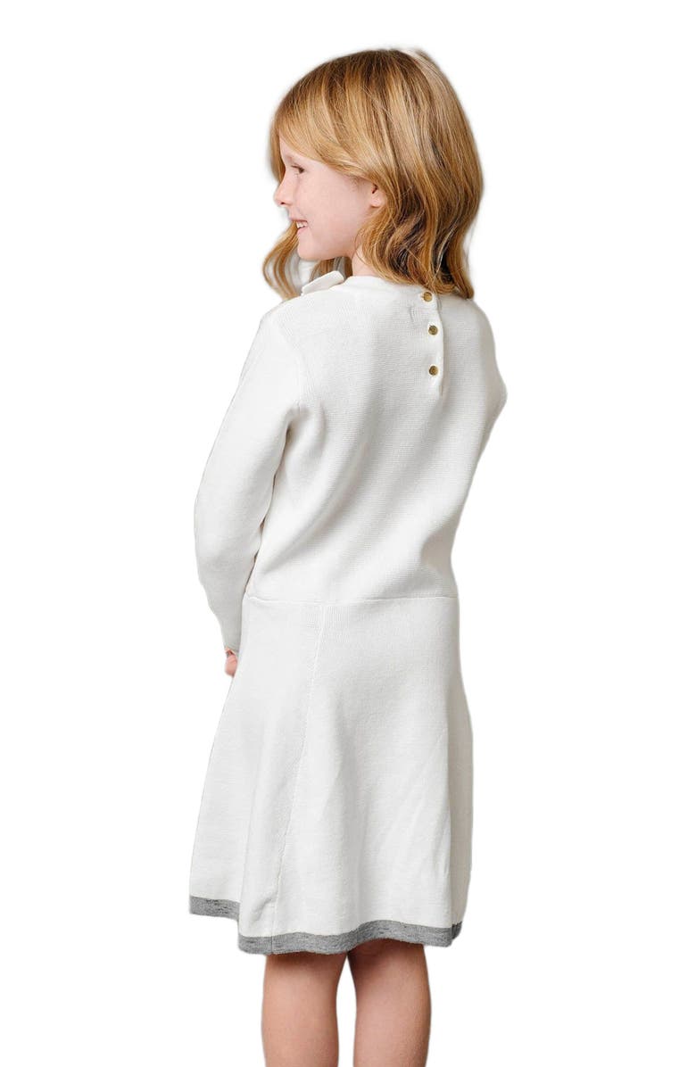Hope & Henry Girls' Organic Mock Neck Bow Detail Sweater Dress, Toddler, Alternate, color, Soft White Bow Neck