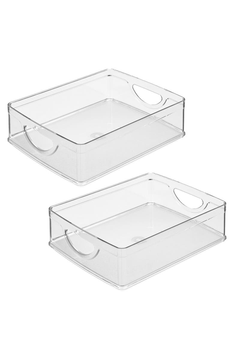 iDesign Stackable Pantry Bin with Handles - Set of 2 - Clear - Made in USA, Main, color, Clear