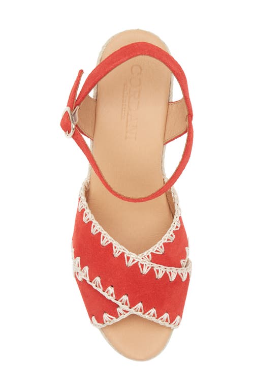 Cordani Ember Ankle Strap Espadrille Platform Wedge Sandal In Red Suede