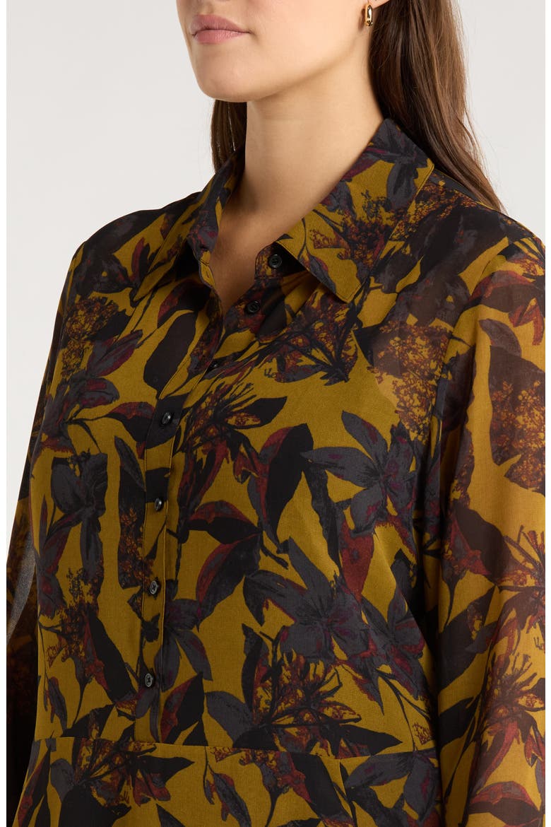 Floral Long Sleeve Maxi Shirtdress, Alternate, color, BLACK MULTI QUYNH BLOOM