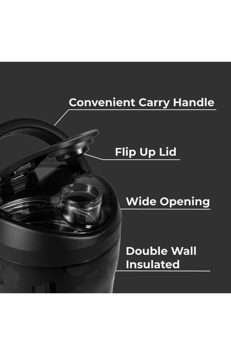 HydroJug Insulated Stainless Steel Shaker 24 oz Bottle with Silent Mixing Grate & Flip Lid, Alternate, color, Black Leopard