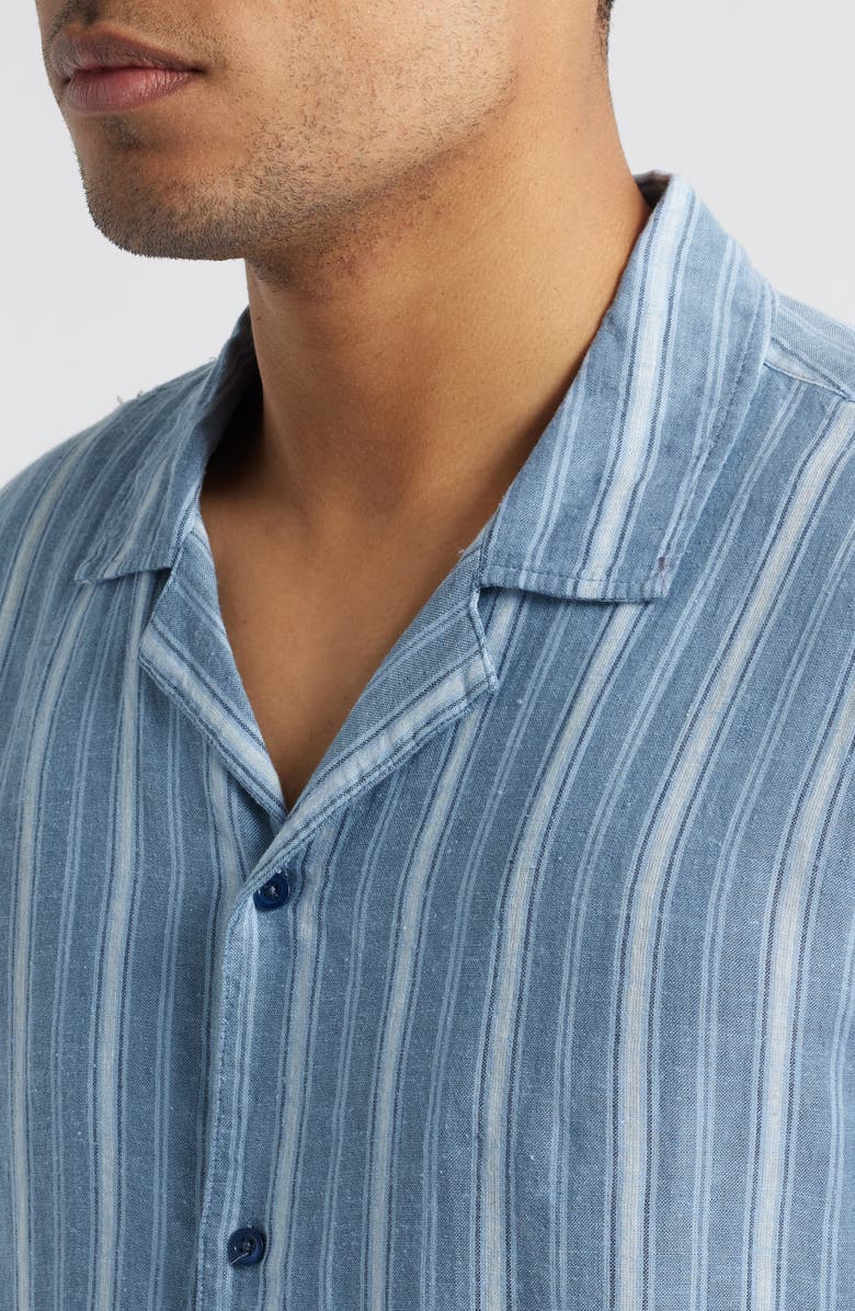 Rails Cayman Stripe Linen Blend Camp Shirt, Alternate, color, Coastal Blue Stripe