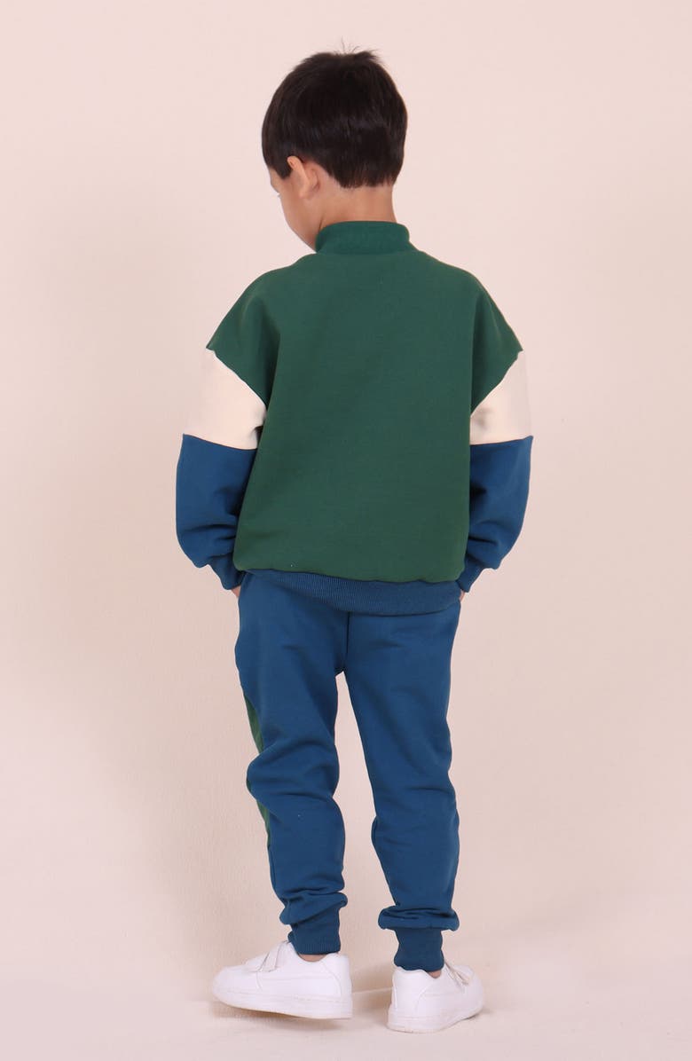 TINY TRIBE Kids' Colorblock Cotton Half Zip Sweatshirt, Alternate, color, Navy Multi