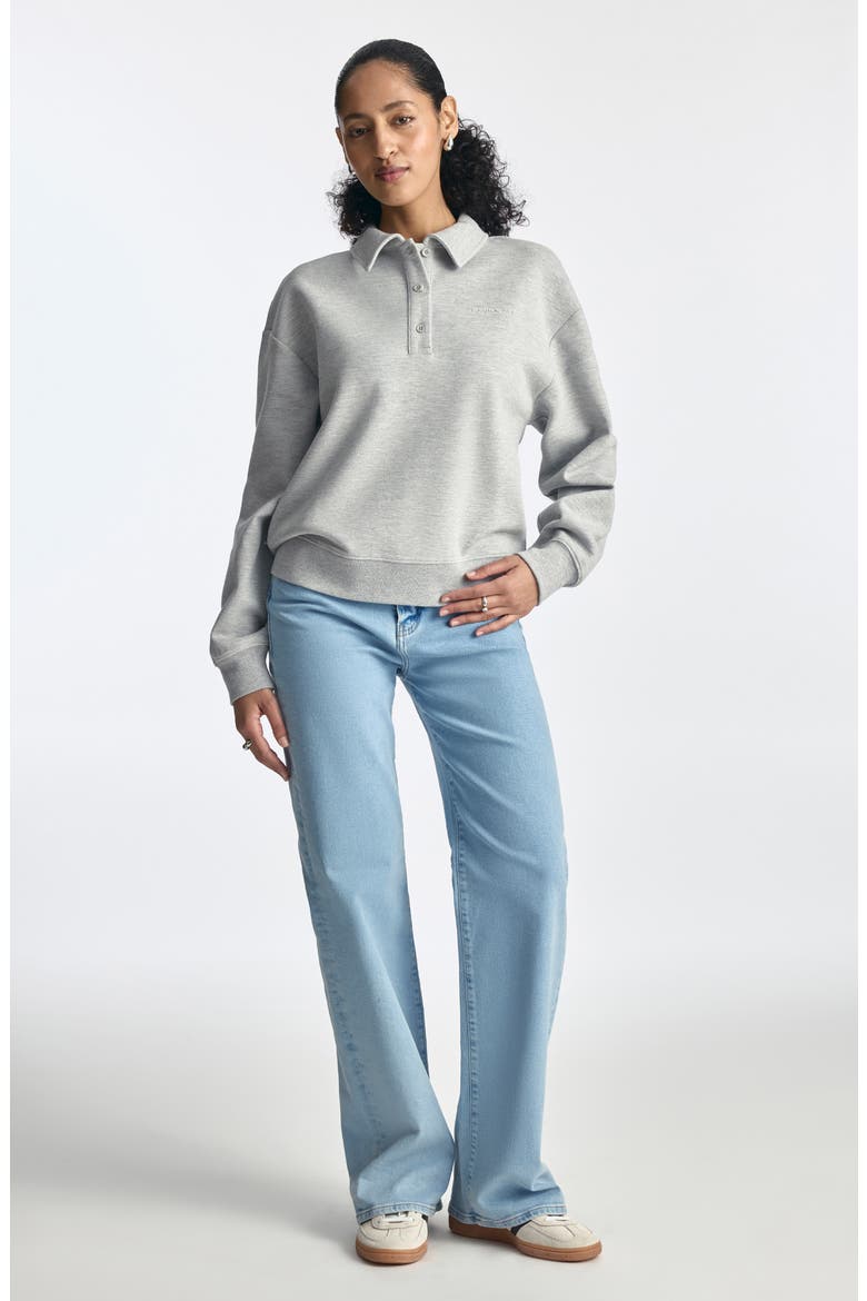Cotton Blend Polo Sweatshirt, Alternate, color, LIGHT GREY MELANGE