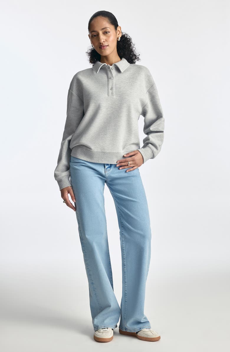 Brooklyn Industries Cotton Blend Polo Sweatshirt, Alternate, color, Light Grey Melange