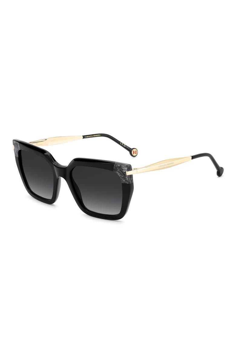 55mm Rectangular Sunglasses, Alternate, color, BLACK/ DARK GREY SF