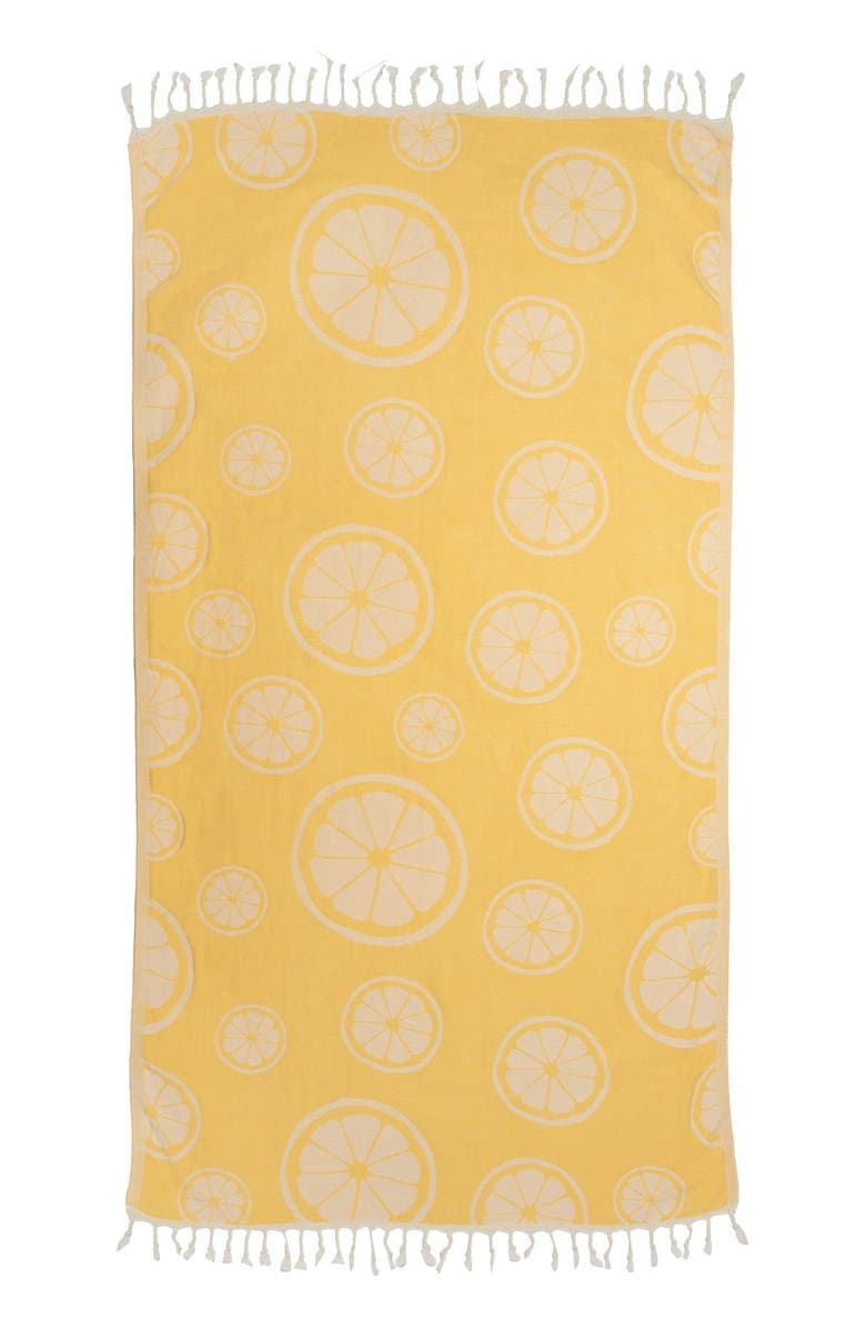 InfuseZen Citrus Lemon Organic Cotton Reversible Turkish Towel, Main, color, 