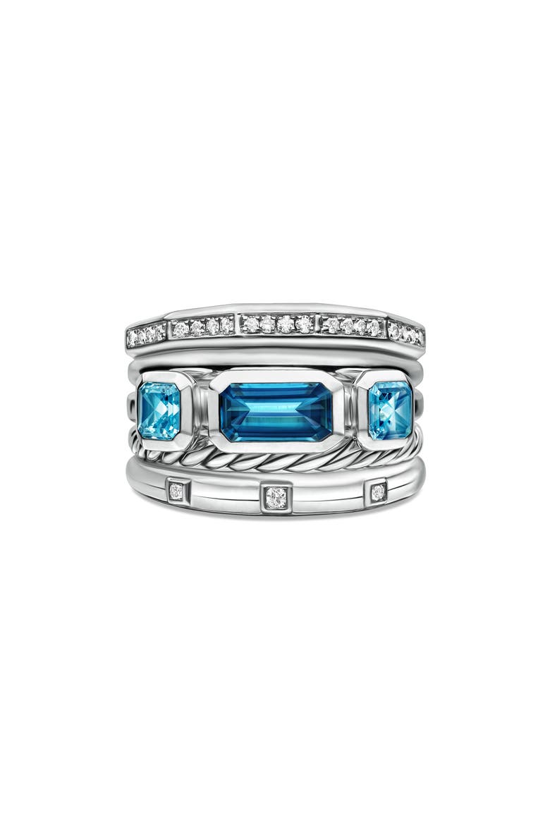 Stax Wide Ring with Hampton Blue Topaz & Diamonds, Main, color, HAMPTON BLUE TOPAZ