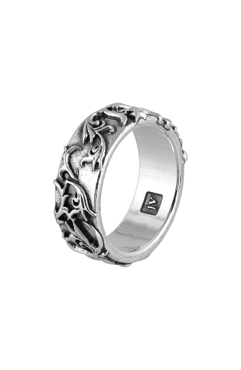 John Varvatos Men's Gothic Band Ring, Main, color, Silver