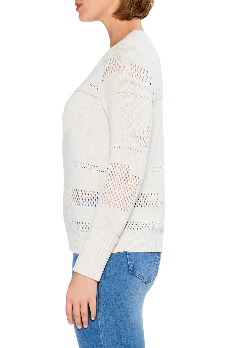 NIC+ZOE Placed Pointelle Crewneck Sweater, Alternate, color, Cobblestone