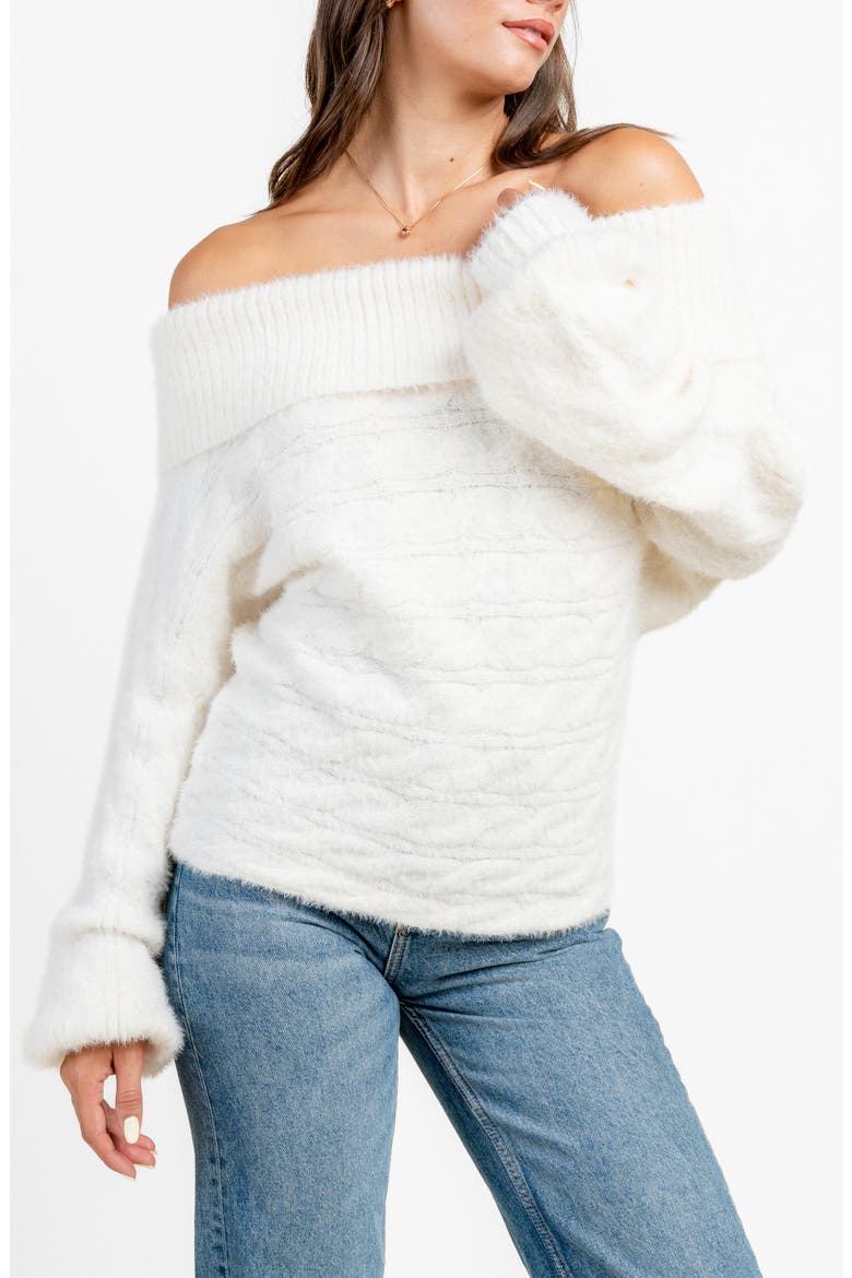 Oversize Off the Shoulder Sweater, Alternate, color, IVORY
