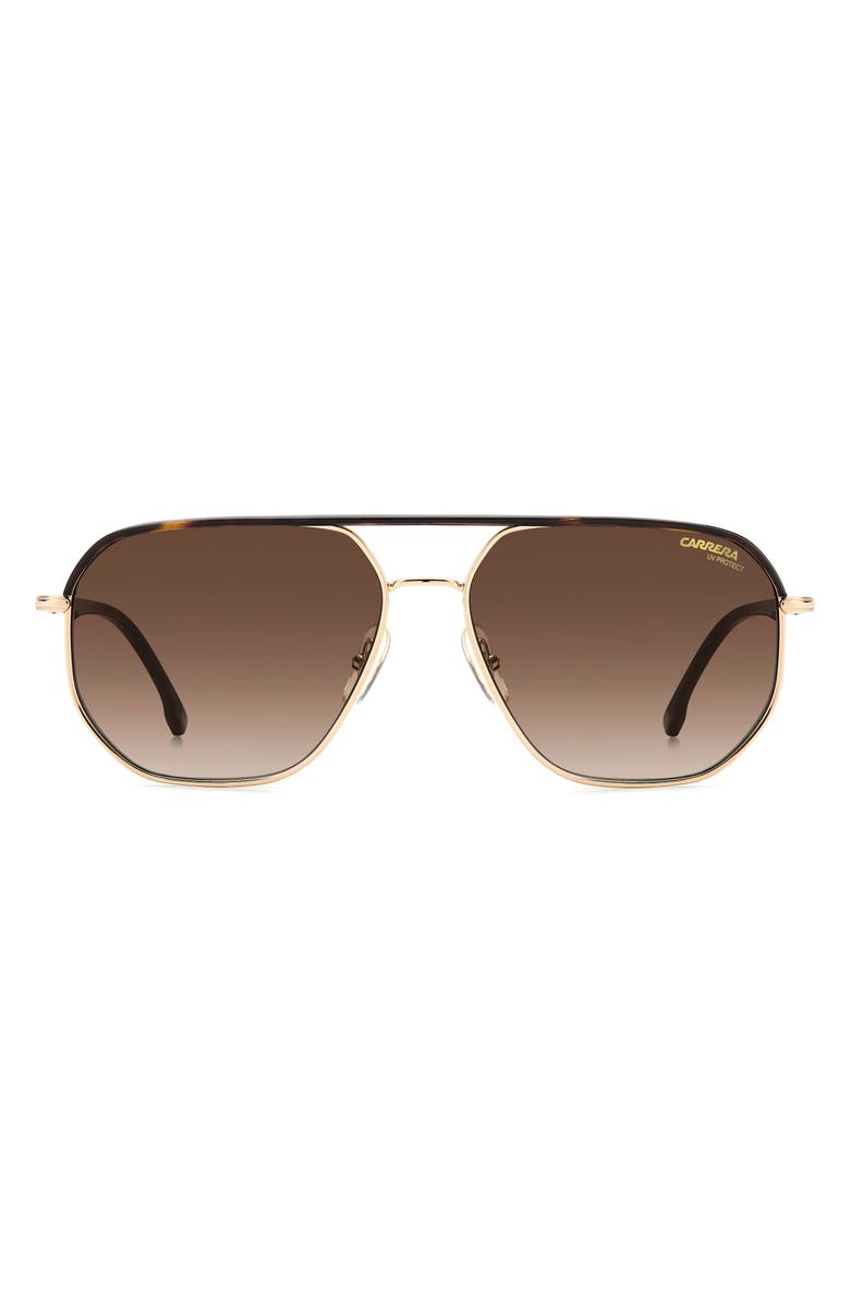 Carrera Eyewear 59mm Aviator Sunglasses, Main, color, Gold Havana