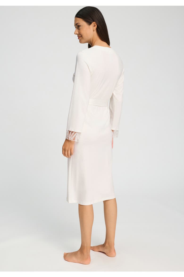 Rosaria Floral Embroidered Cotton Robe, Alternate, color, Off White