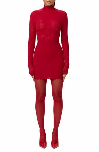 Scalloped Long Sleeve Lace Minidress
