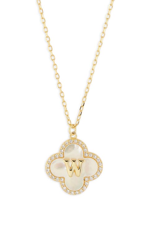 Clover Mother-of-Pearl Initial Pendant Necklace