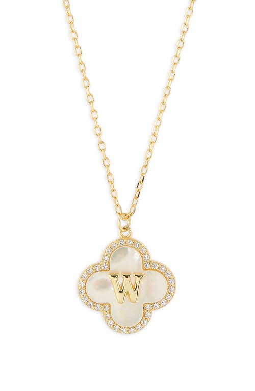 Argento Vivo Sterling Silver Clover Mother-of-pearl Initial Pendant Necklace In Gold
