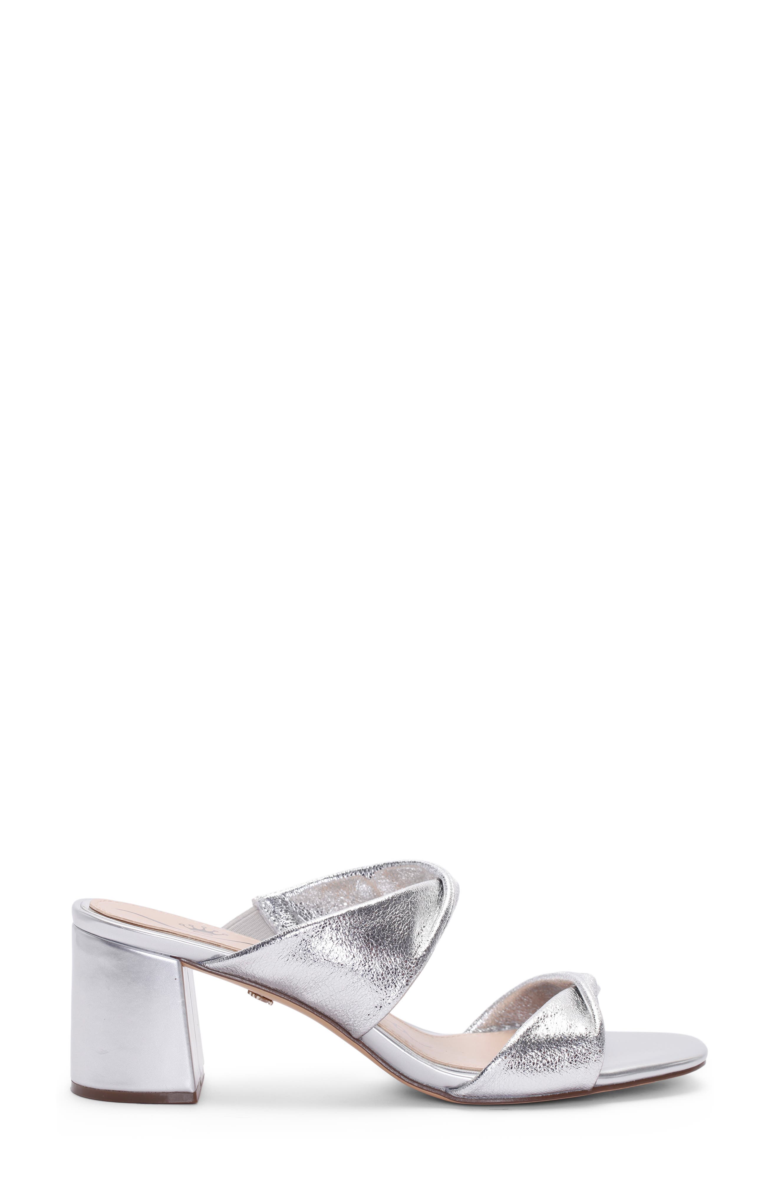 Nina Bassie Block Heel Slide Sandal, Alternate, color, Silver Soft