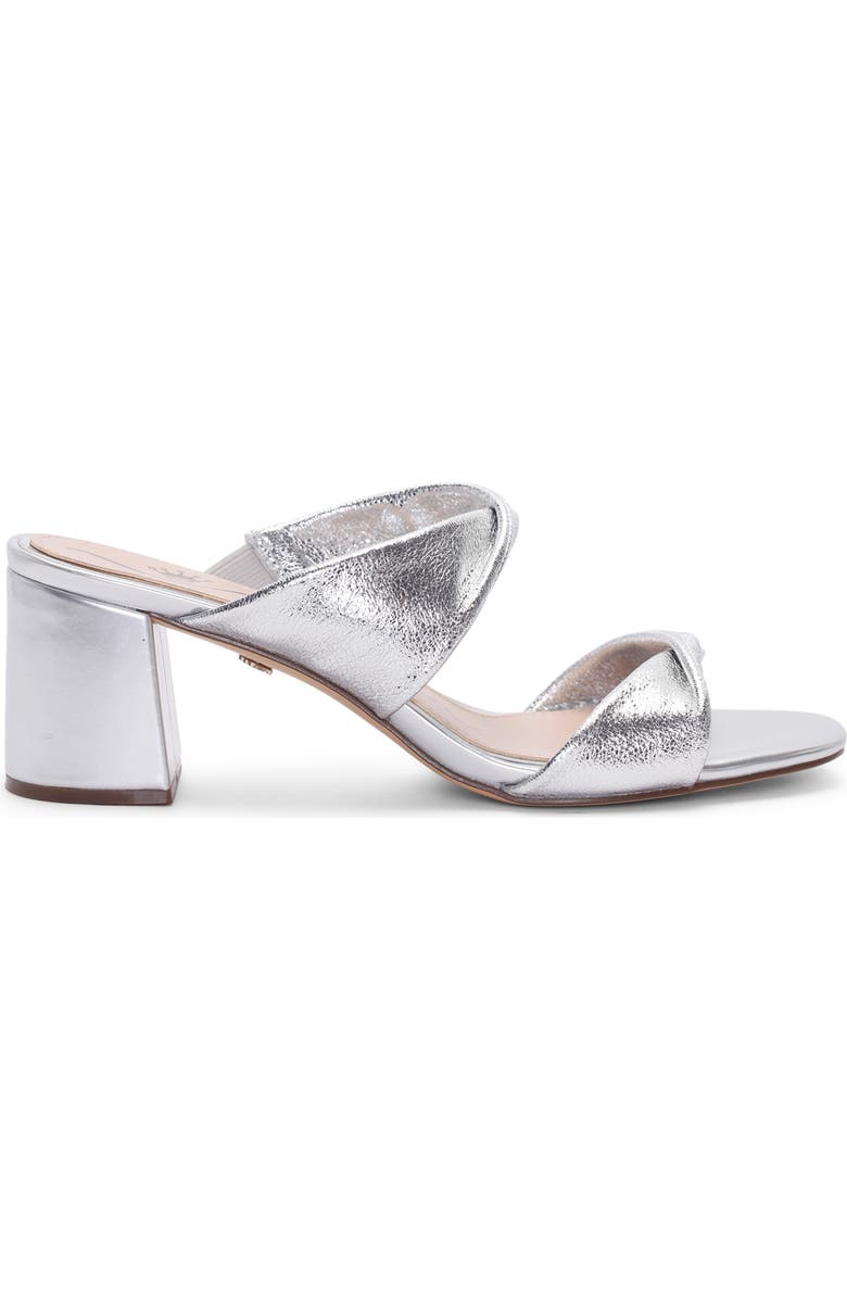 Nina Bassie Block Heel Slide Sandal, Alternate, color, Silver Soft