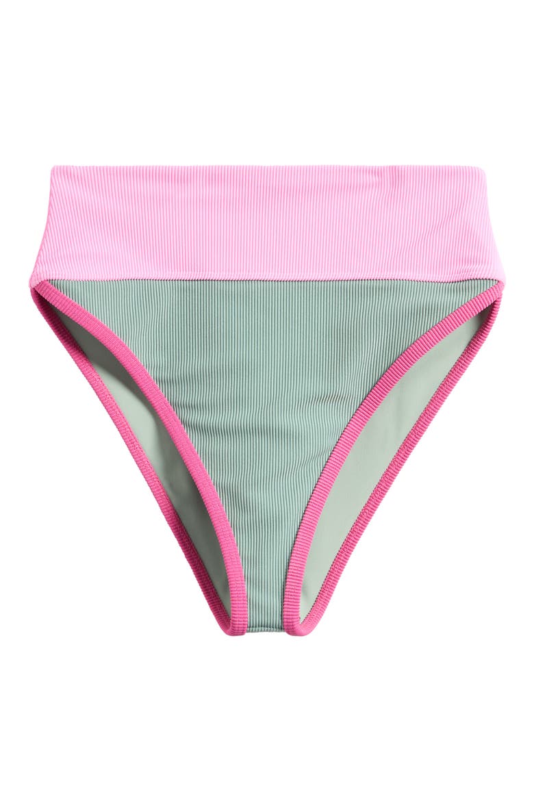 Emmy Colorblock High Waist Bikini Bottoms, Alternate, color, SAGE BLOOM COLORBLOCK
