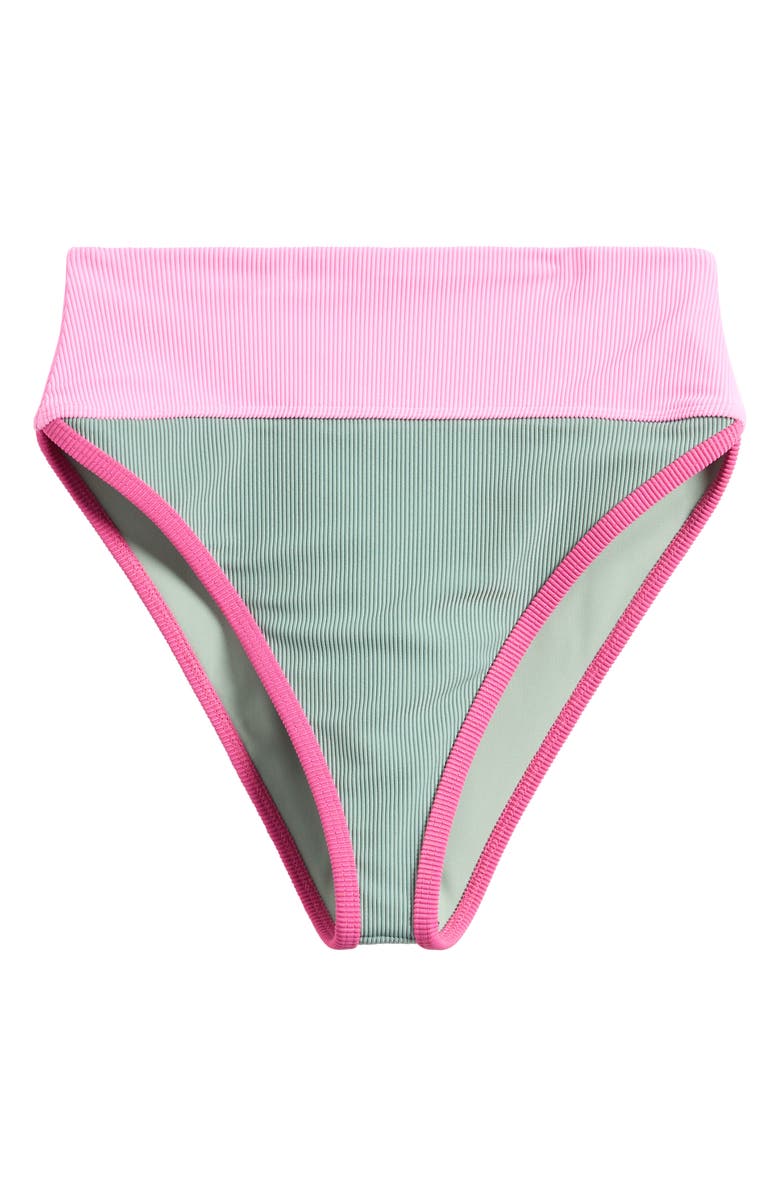 Beach Riot Emmy Colorblock High Waist Bikini Bottoms, Alternate, color, Sage Bloom Colorblock