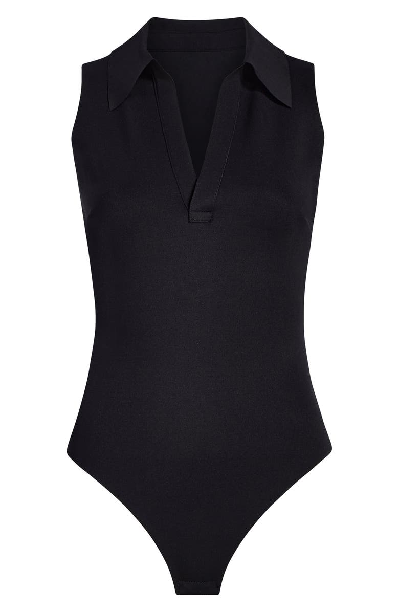 Commando Sleeveless V-Neck Polo Neoprene Bodysuit, Alternate, color, Black
