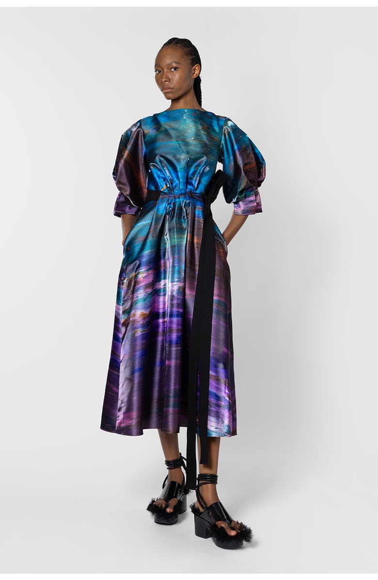 Roksanda Zinnia Printed Puff Sleeve Dress, Main, color, Azure / Cassis
