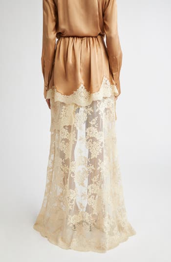 Hypnotic Draped Lace & Satin Skirt