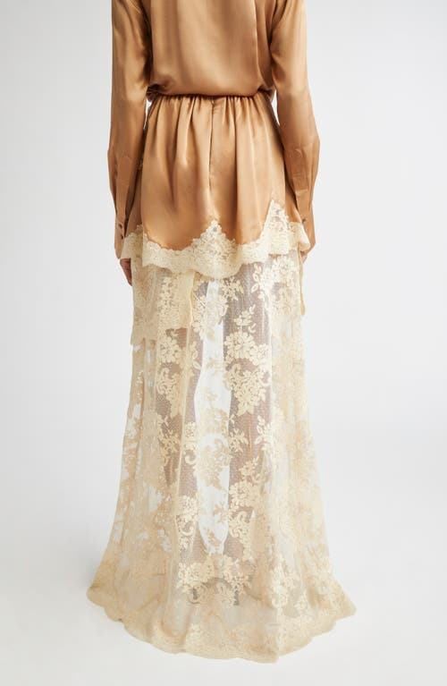 Zimmermann Hypnotic Satin Lace-trimmed Skirt In Brown