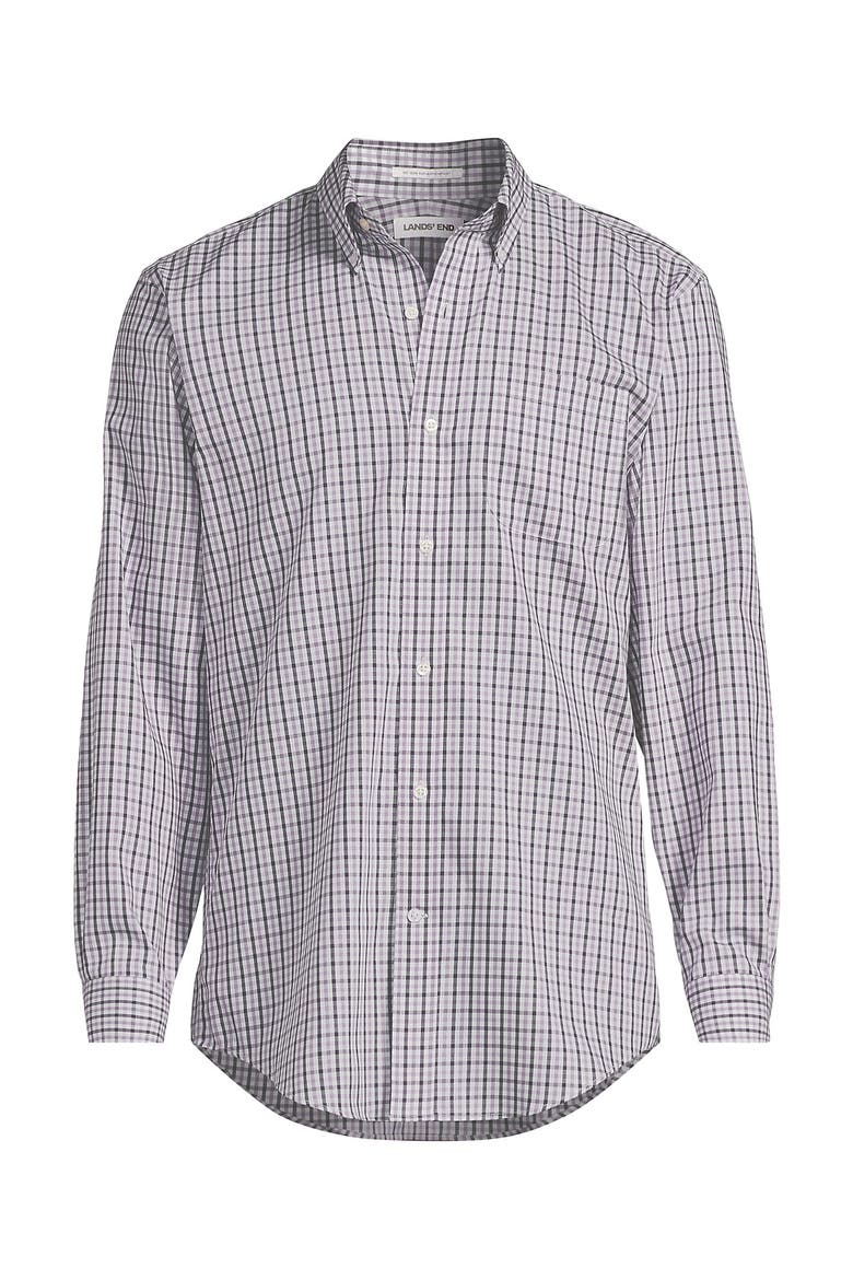 School Uniform  Tailored Fit No Iron Solid Supima Cotton Pinpoint Buttondown Collar Dress Shirt, Alternate, color, Lush Burgundy Multi Check
