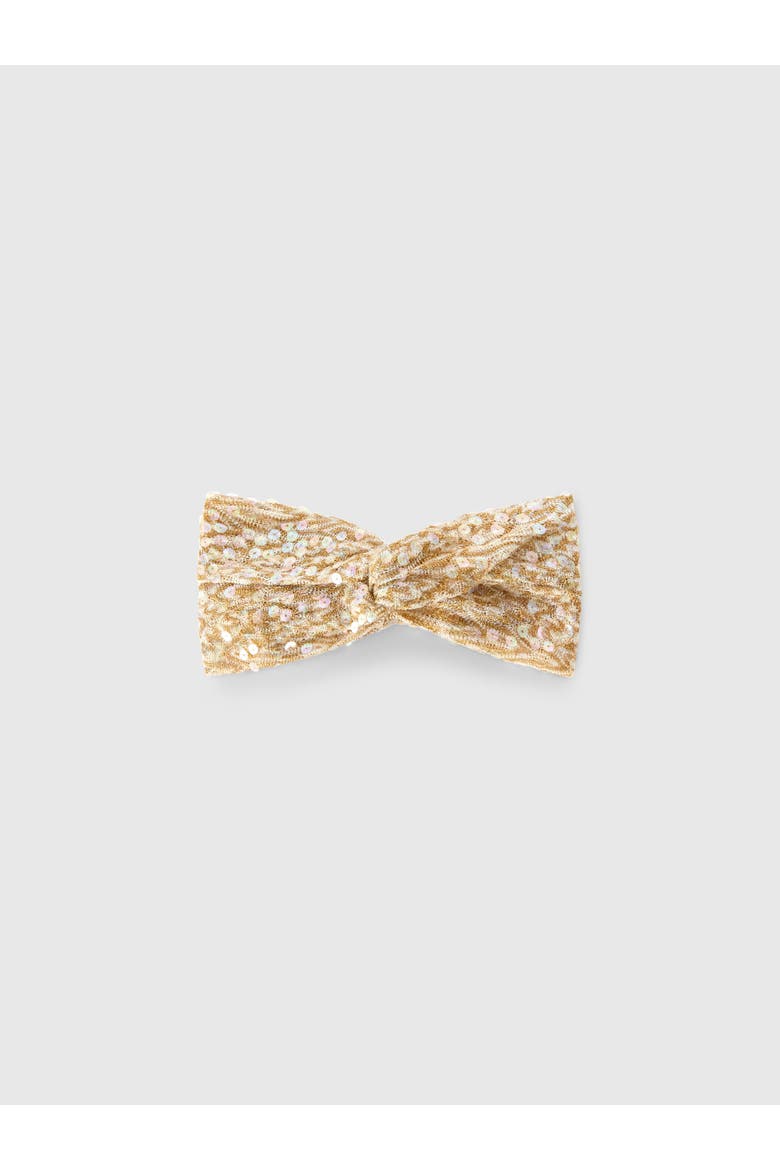 Headband In Lamé Viscose With Lace Pattern And Sequins, Main, color, Gold& White