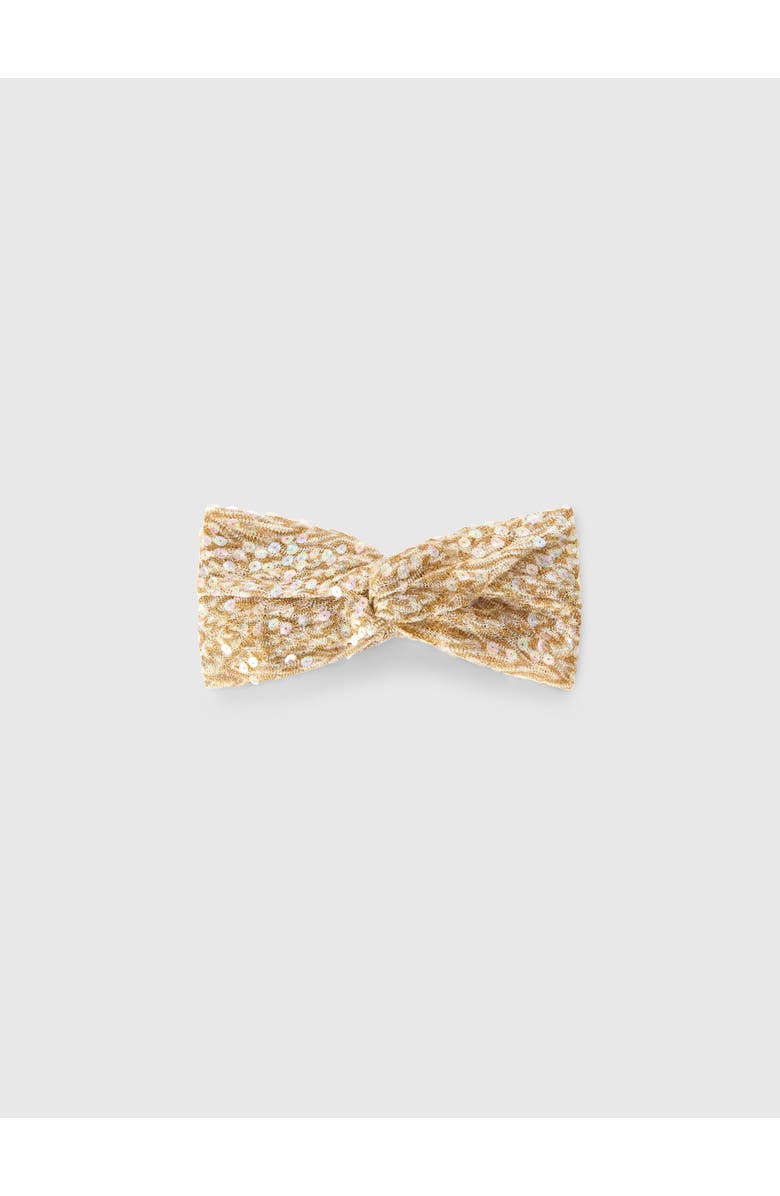 Missoni Headband In Lamé Viscose With Lace Pattern And Sequins, Main, color, Gold& White