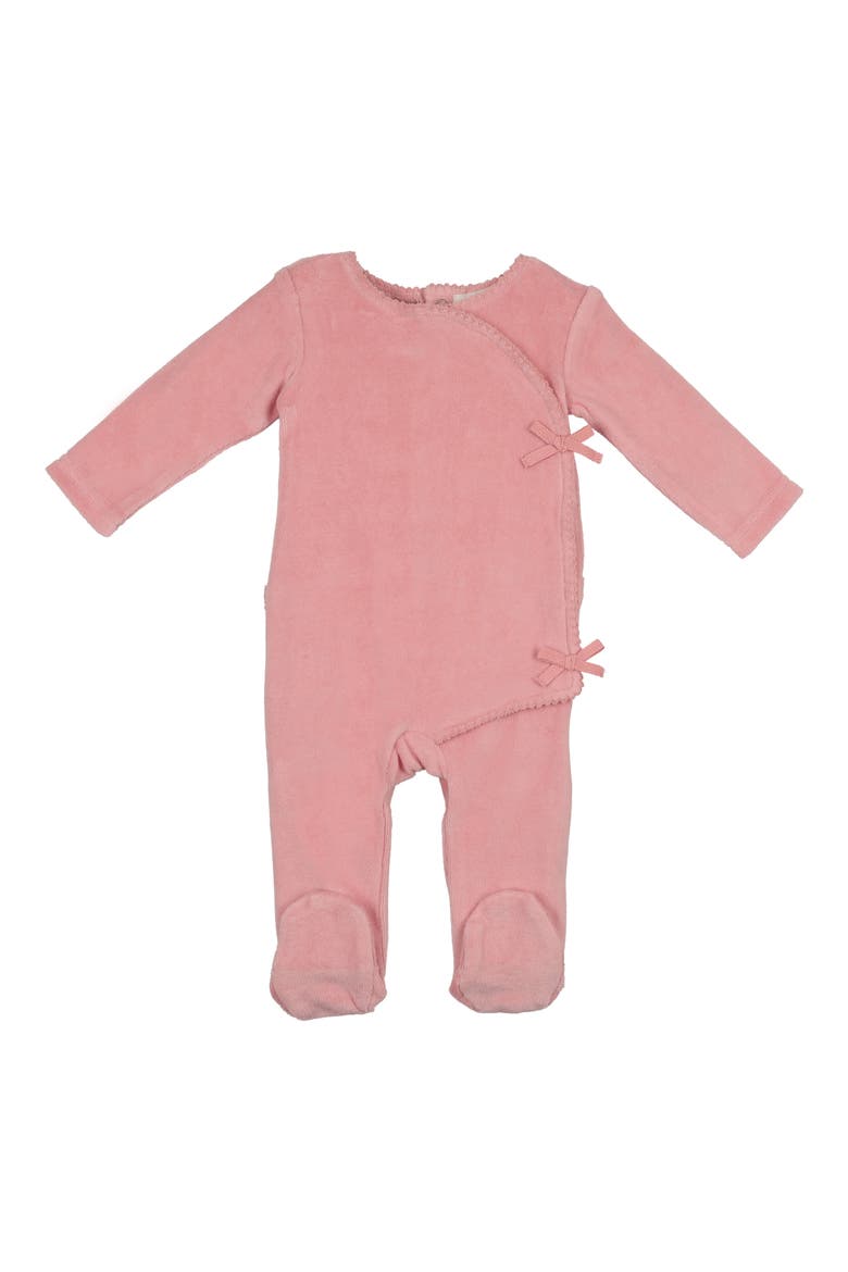Wrap Front Cotton Blend Velour Footie, Main, color, MAUVE