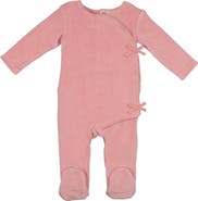 Manière Wrap Front Cotton Blend Velour Footie