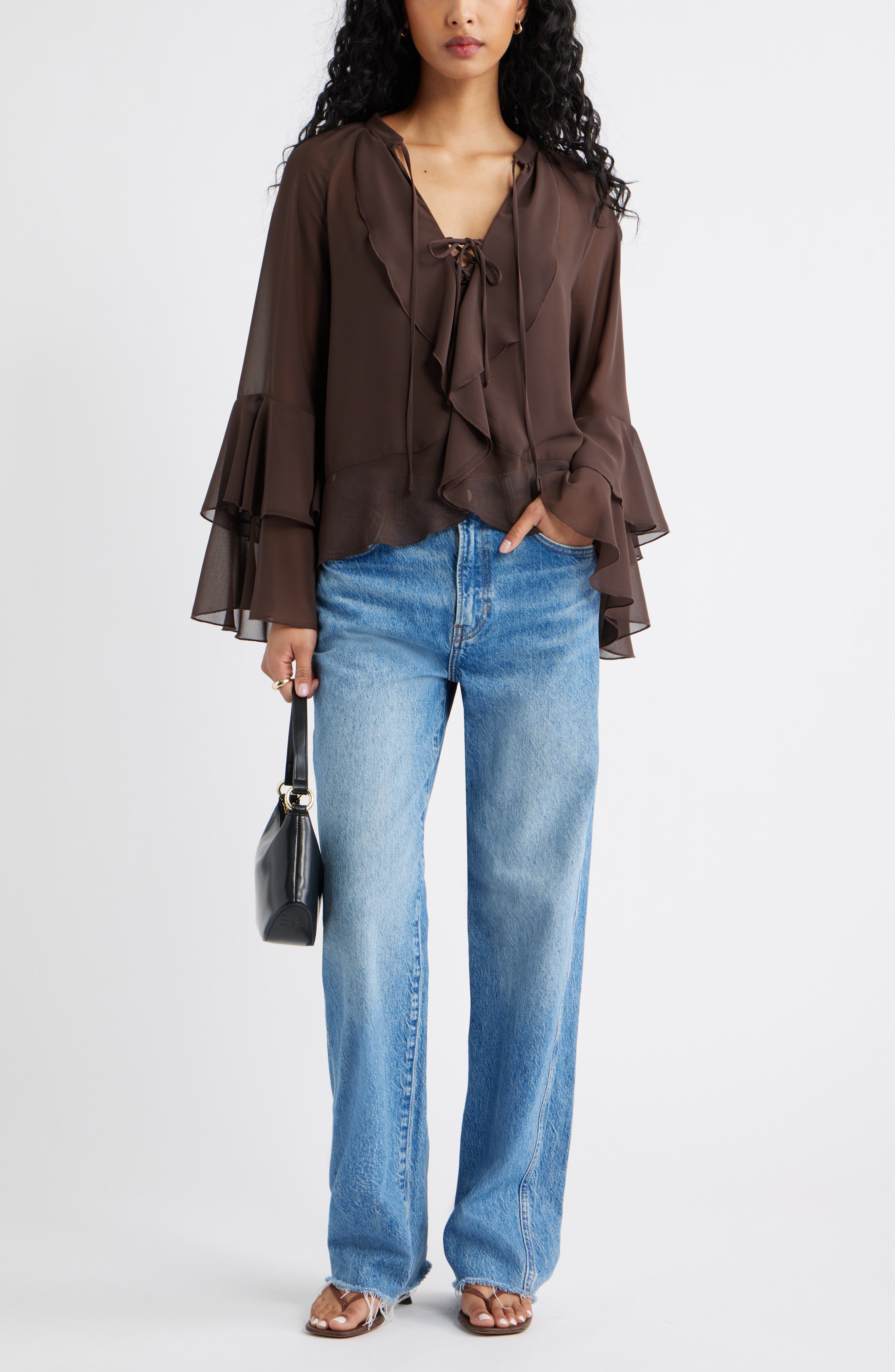 Chiffon Ruffle Trim Top - image 2