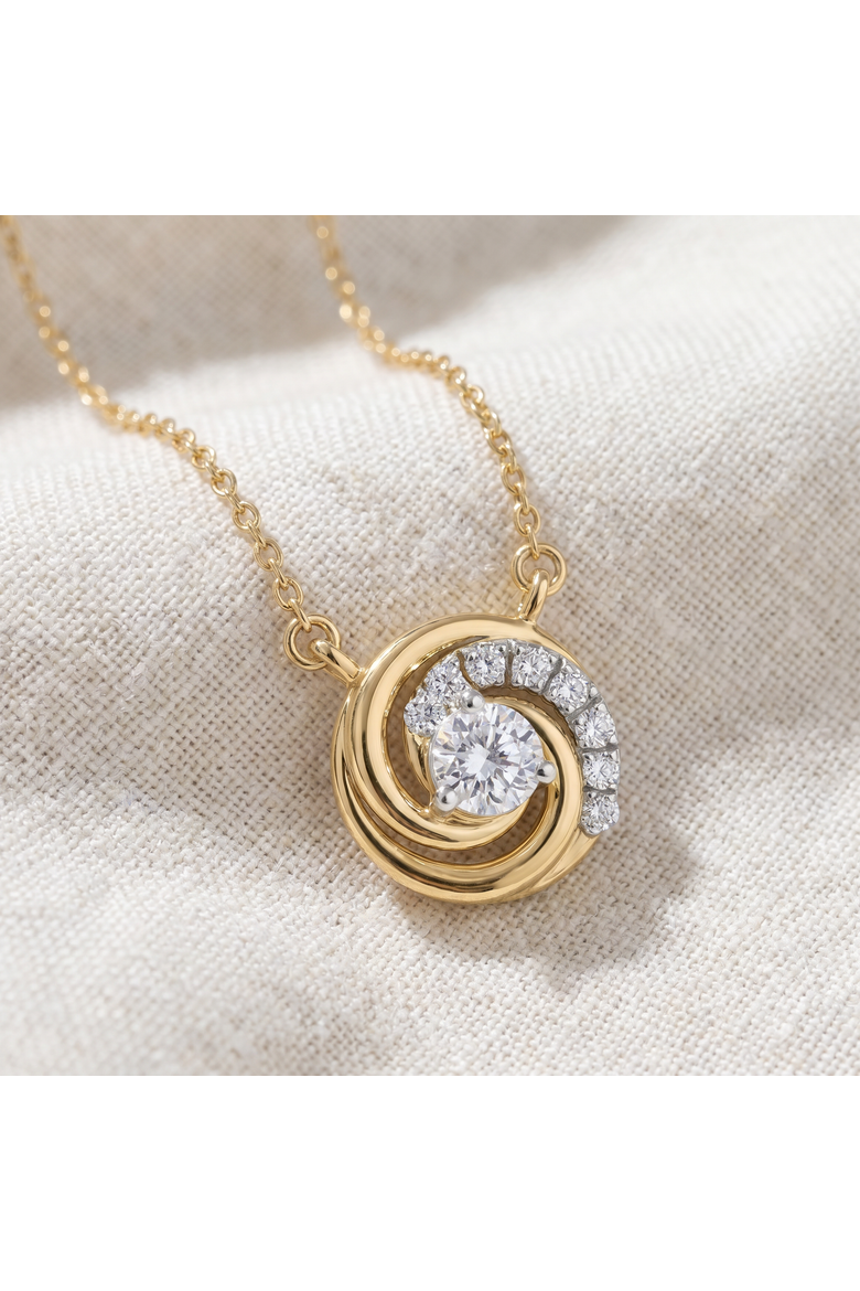 1/4Ct TW Round Diamond Circle Halo Pendant Gold Lab Grown Necklace, Main, color, 10k Yellow Gold