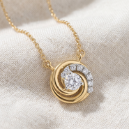 Bliss Diamond 1/4Ct TW Round Diamond Circle Halo Pendant Gold Lab Grown Necklace