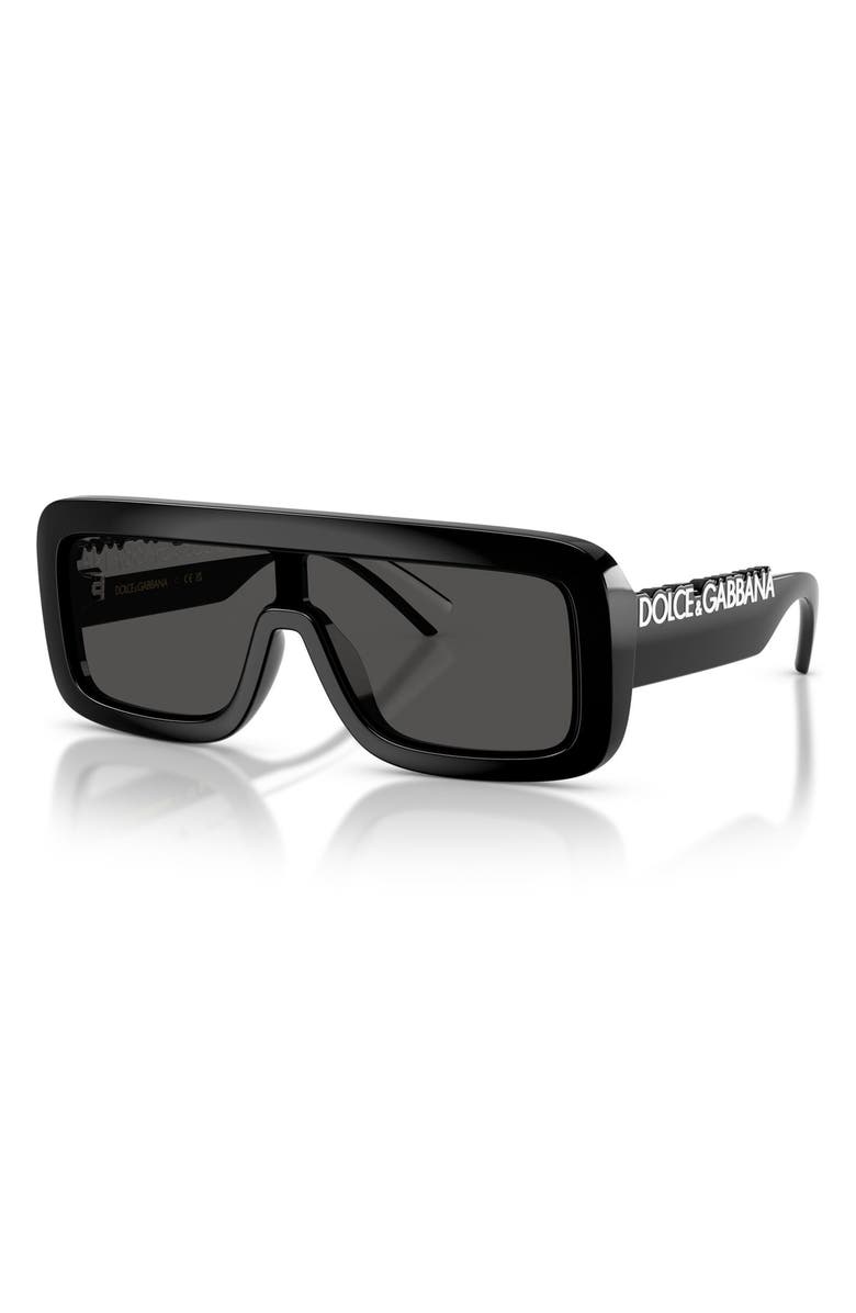 Dolce&Gabbana Kids' 118mm Rectangular Shield Sunglasses, Alternate, color, Black / Dark Grey