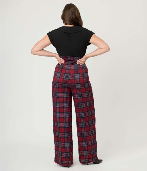 Unique Vintage Plus Size High Waist Trouser In Red