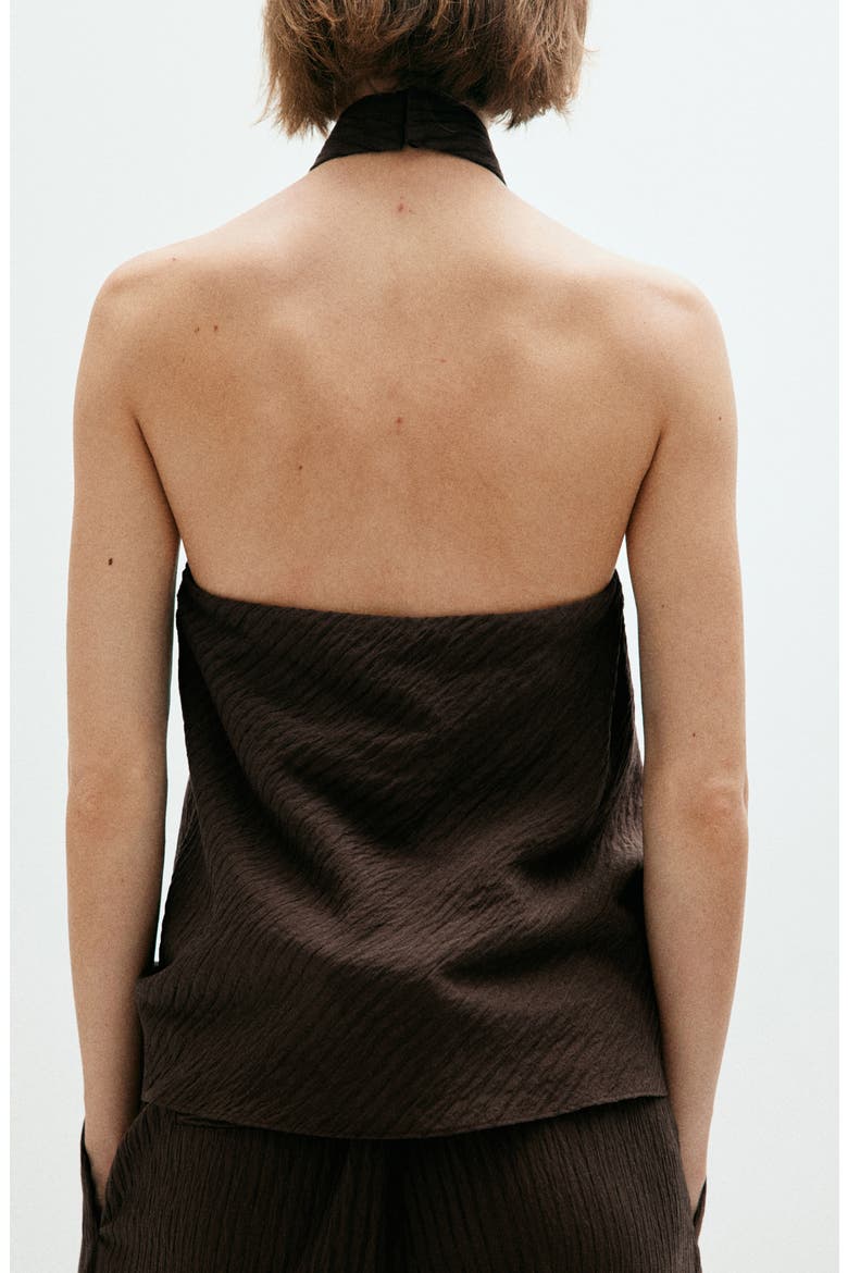 Textured Halter Top, Alternate, color, BROWN