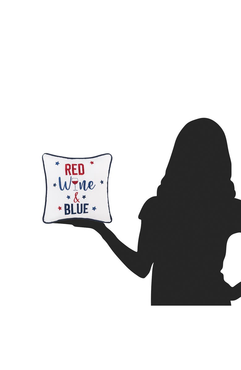 C&F Home "Red Wine & Blue" Patriotic Cotton Blend Mini Accent Pillow 10" x 10", Alternate, color, White