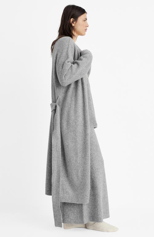 Mango Longline Tie Belt Cardigan In Grey