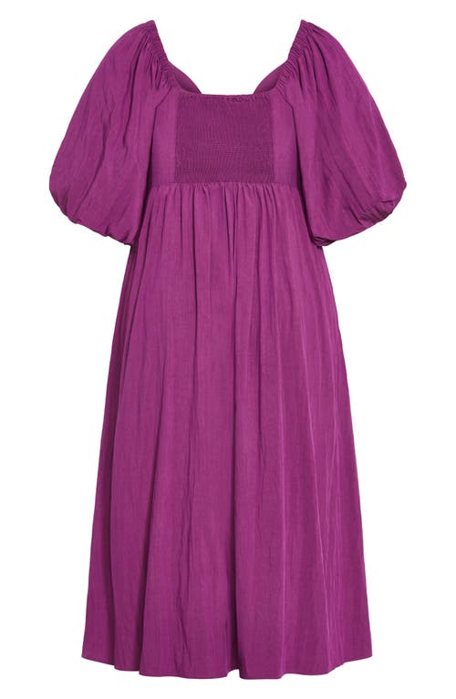 City Chic Shae Keyhole Detail Balloon Sleeve Midi Dress In Purple