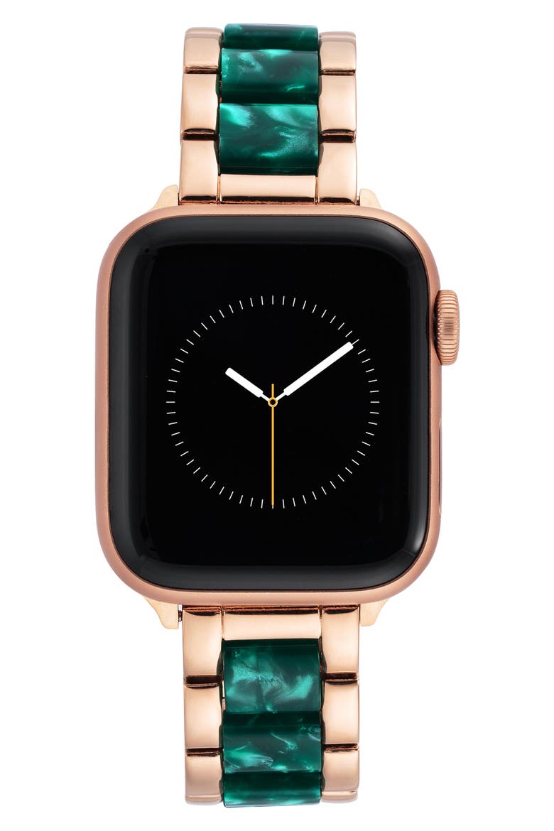 12.7mm Apple Watch® Watchband, Alternate, color, ROSE GOLD/ GREEN