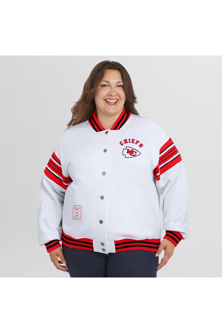 Women's WEAR by Erin Andrews White Kansas City Chiefs Plus Size Full-Snap Fleece Sweatshirt Jacket, Alternate, color, White