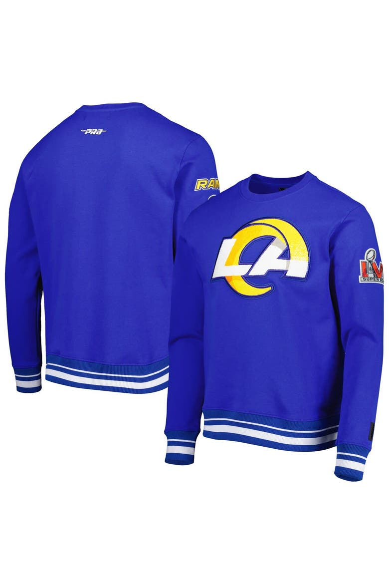 Men's Pro Standard Royal Los Angeles Rams Mash Up Pullover Sweatshirt, Main, color, Royal