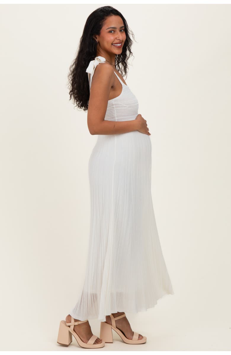 PinkBlush Textured Knit Shoulder Tie Midi Dress, Alternate, color, White