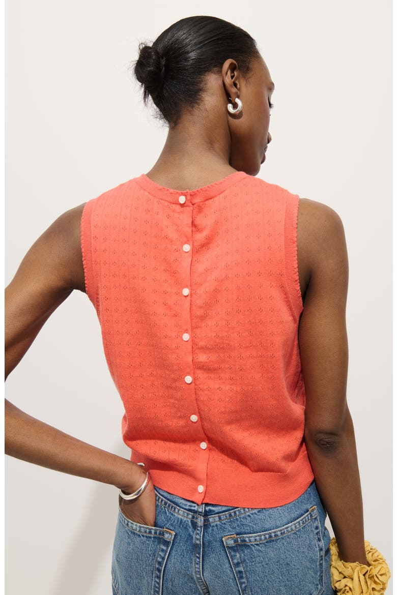 Odette Cotton & Cashmere Pointelle Sweater Tank, Alternate, color, CORAL